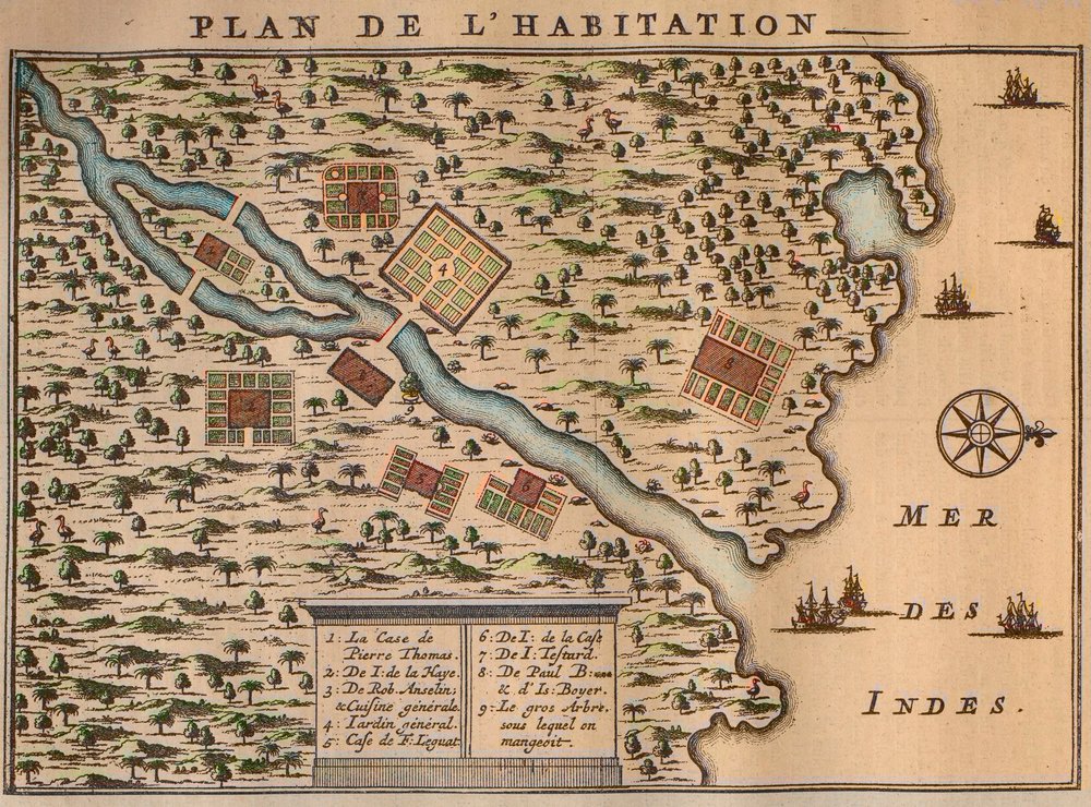 Francois Leguat's Map of His Settlement on Rodrigues