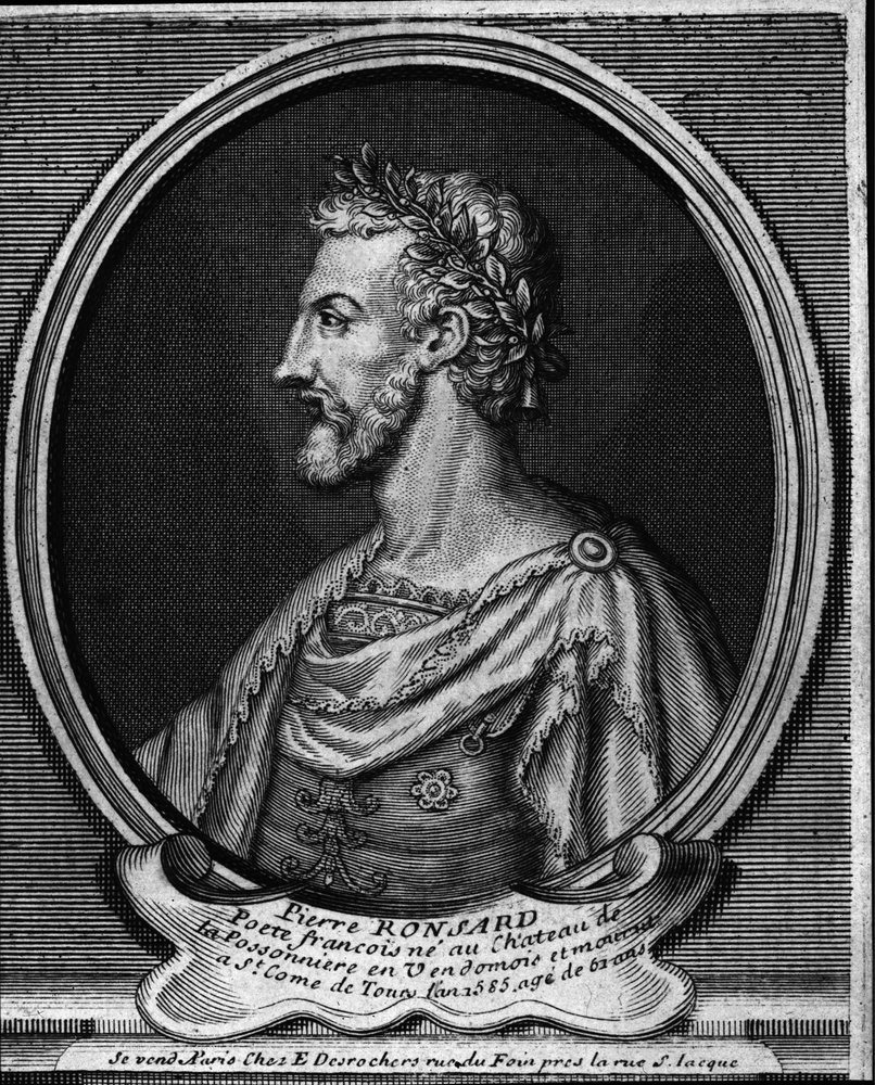 Portrait of the French poet Pierre de Ronsard (1524-1585). Engraving of ...