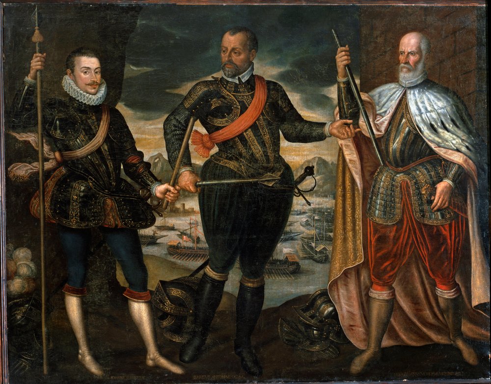 Portraits of Marcantonio Colonna, Prince Juan of Austria and the Doge Sebastiano Venier, The Winners of the Battle of Lepanto, c.1571 by Unknown artist