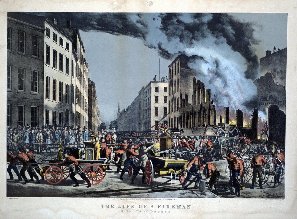 Scene of Daily Life of American Firefighters by Unknown artist