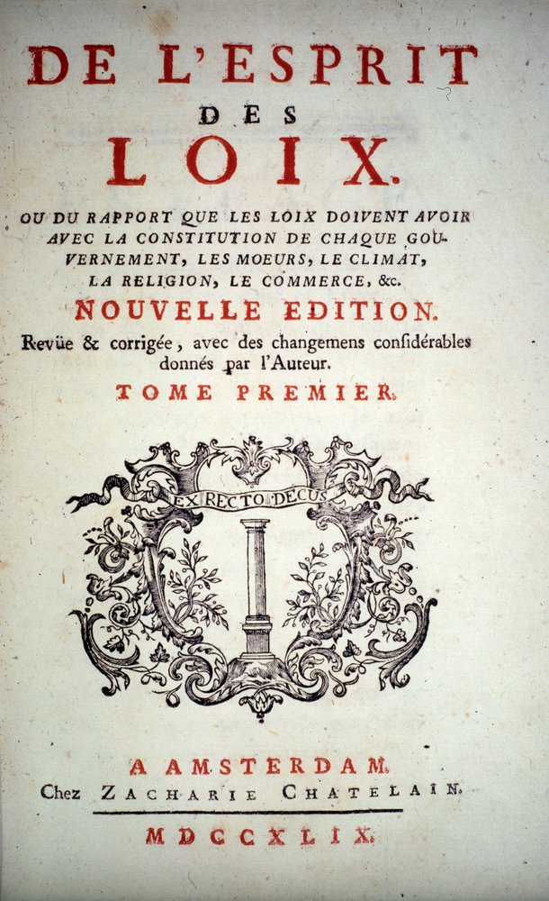 Title page of 'L'Esprit des lois' by Charles Louis de Secondat