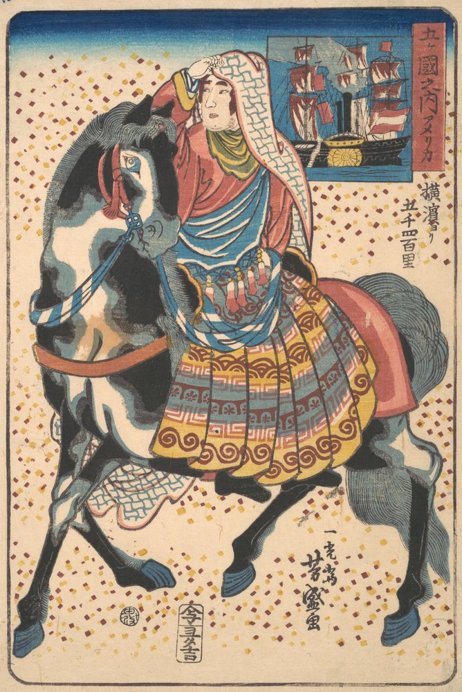 Mounted American Woman by Utagawa Yoshimori
