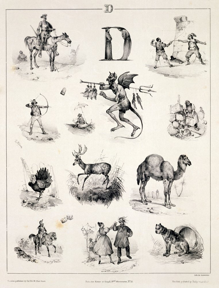 Letter D from an alphabet primer, 1832 by Victor Adam