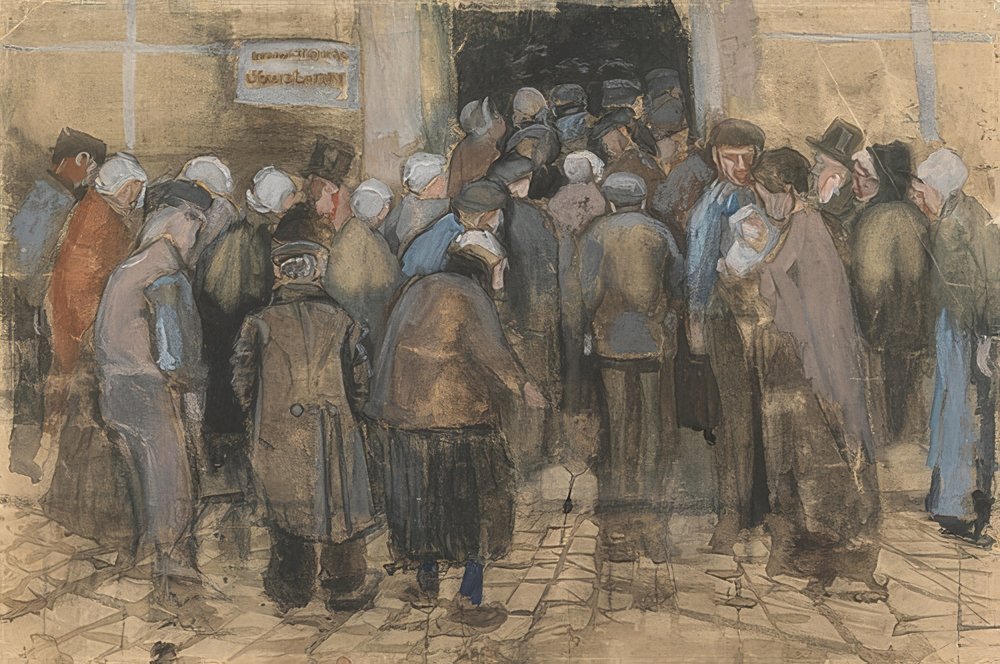 The Poor and Money (Crowd in front of the State Lottery Office), 1882 by Vincent van Gogh