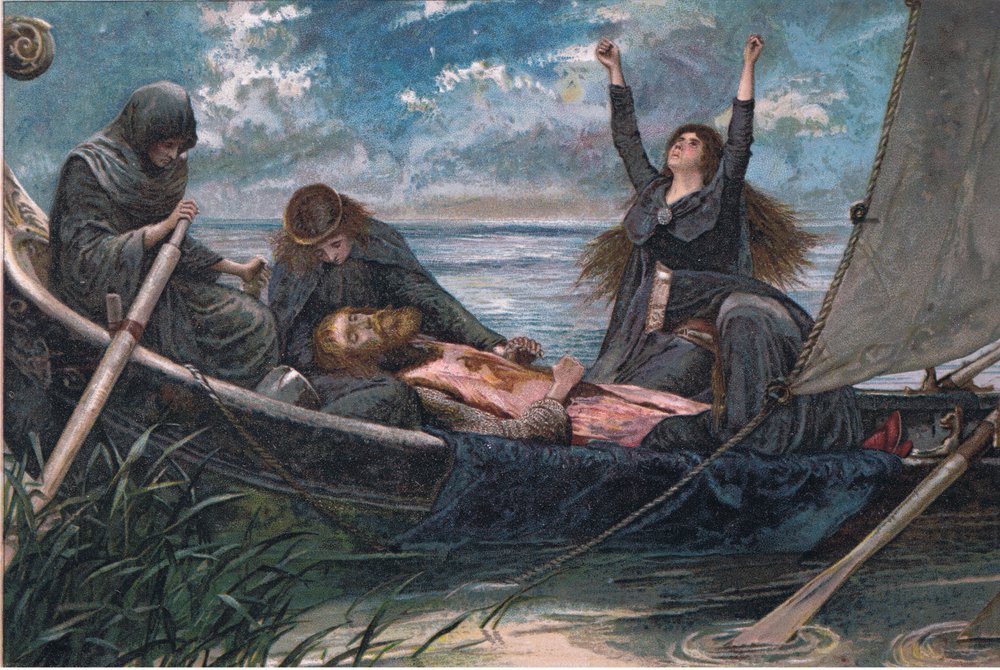 The Passing of Arthur, illustration from Tennyson Pictures, published by E. P. Dutton & Co, c. 1900 by Walter Paget