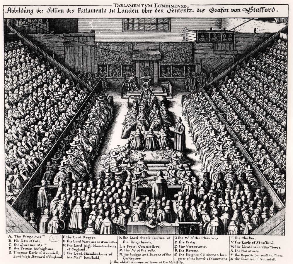 The Trial of the Thomas Wentworth, Earl of Strafford in 1641 by Wenceslaus Hollar