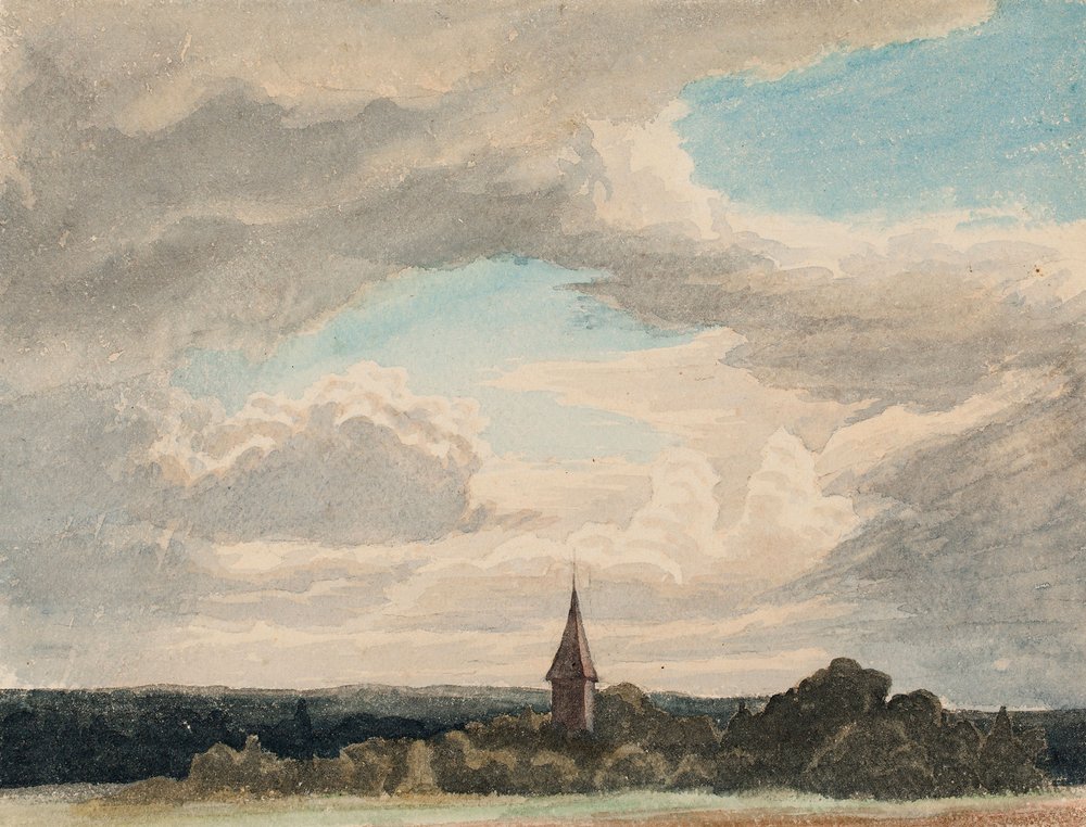 Steeple in a Landscape near Odenthal, Study by Werner Holmberg