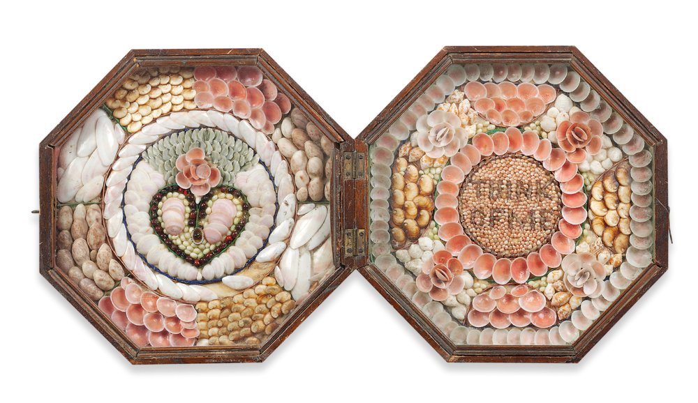 Double octagon shellwork sailor's valentine, mid 19th century