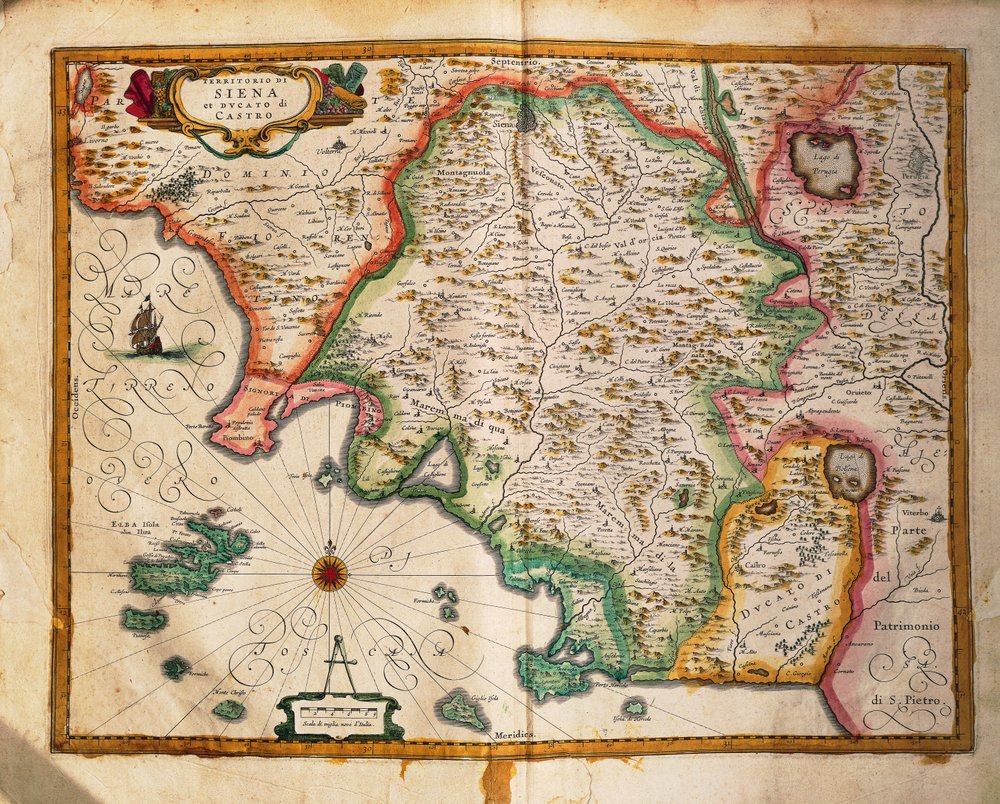 Map of The Confines of Siena by Willem Blaeu: Fine art print