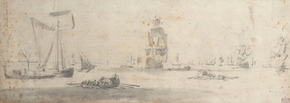 A Galliot in Light Airs and Several Barges, c.1681
