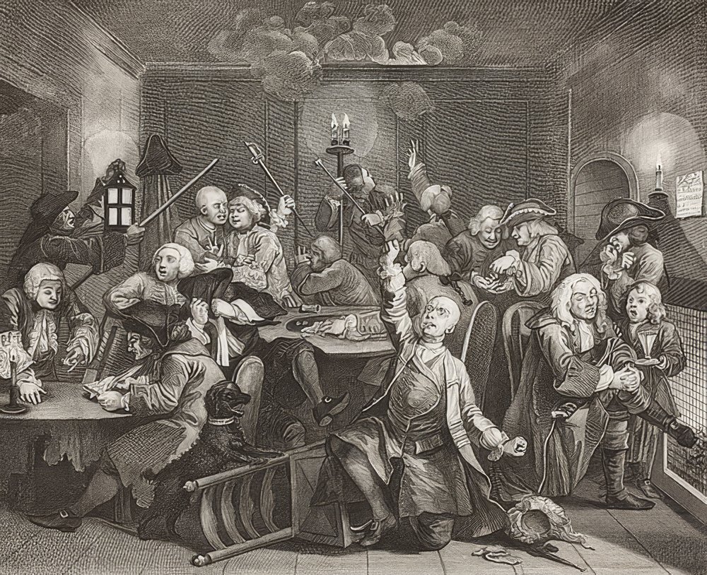 A Rake's Progress, Plate 6: The Rake at a Gaming House