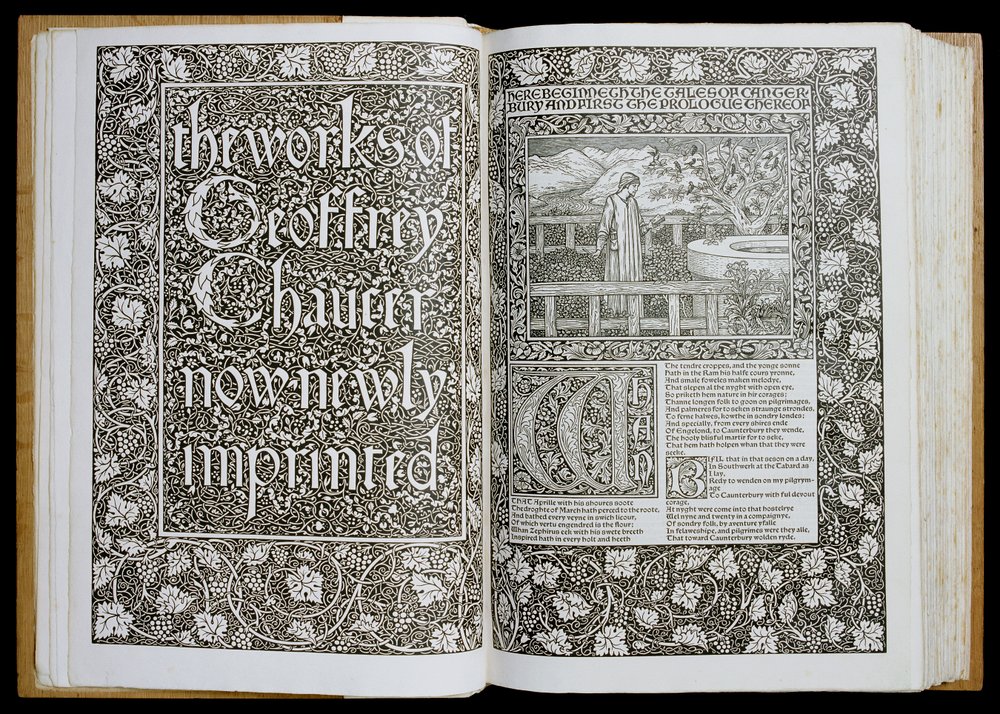 Title Page and Frontispiece from 'The Works of Geoffrey Chaucer ...