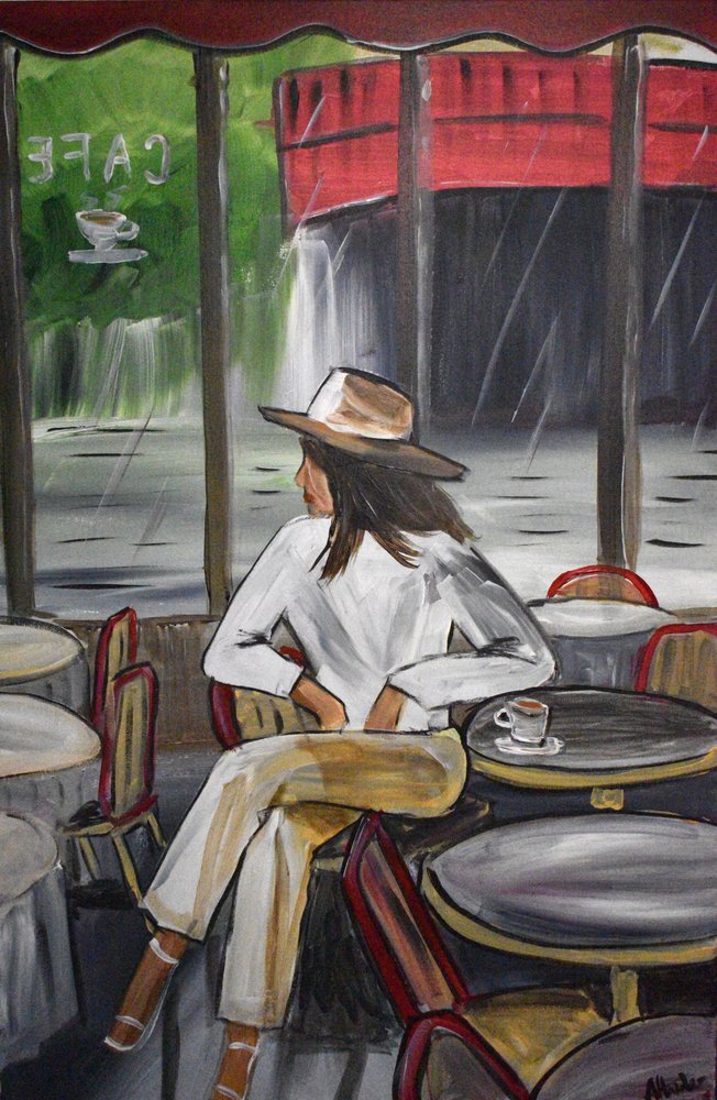 Rainy Day Cafe Scene by Aisha Haider