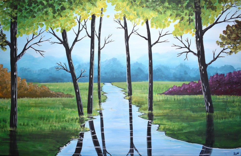 Serene Forest Stream by Aisha Haider