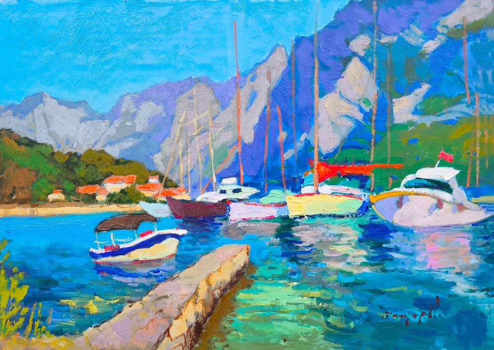 Colorful Harbor Boats by Alexander Shandor