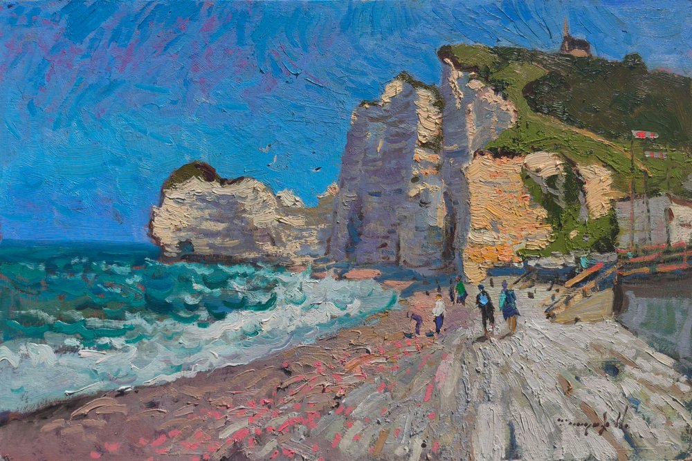 Sunny Etretat Beach Cliffs by Alexander Shandor