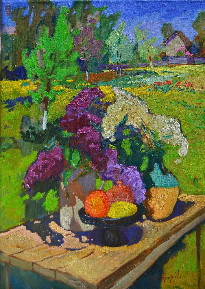 Sunny Lilacs Garden Still Life by Alexander Shandor