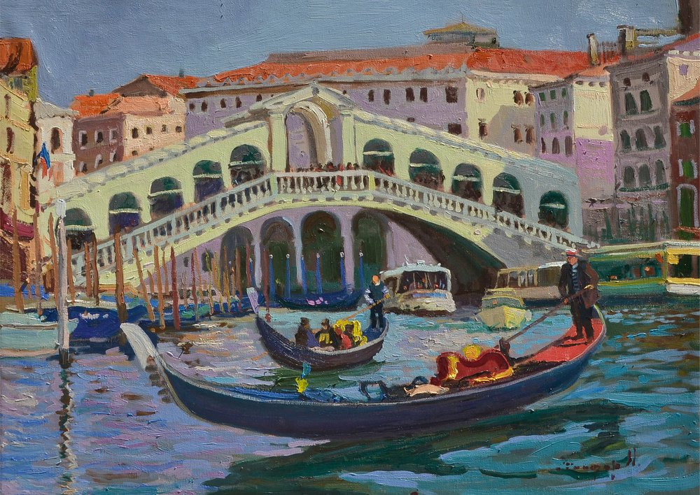 Venice Rialto Bridge Gondolas by Alexander Shandor