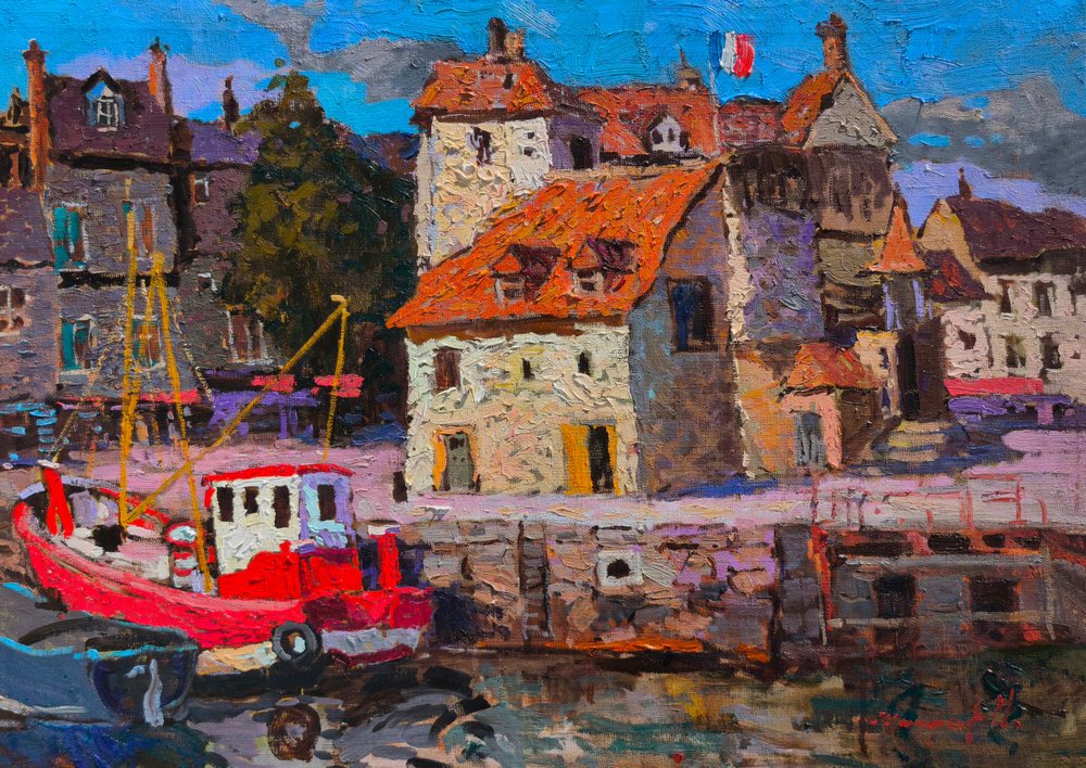 Vibrant French Harbor Town by Alexander Shandor