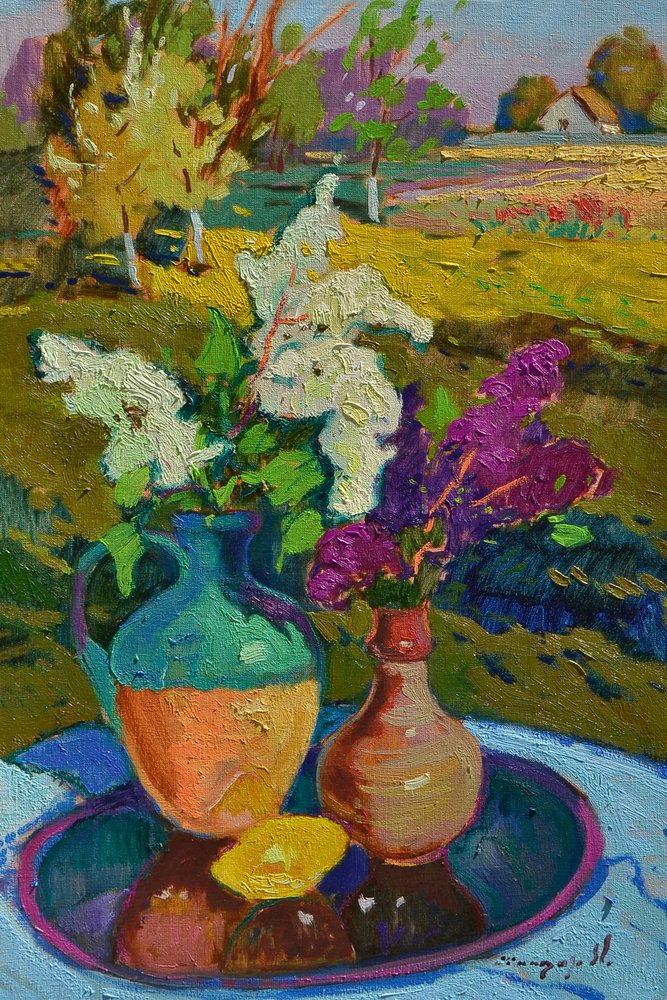Vibrant Lilac Still Life Landscape by Alexander Shandor