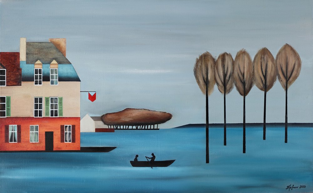 Village Waterside Rowboat by Alexander Trifonov