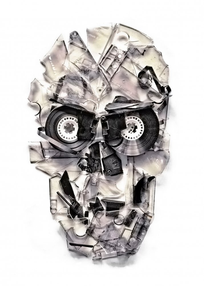 Cassette Tape Skull by Ali Gulec