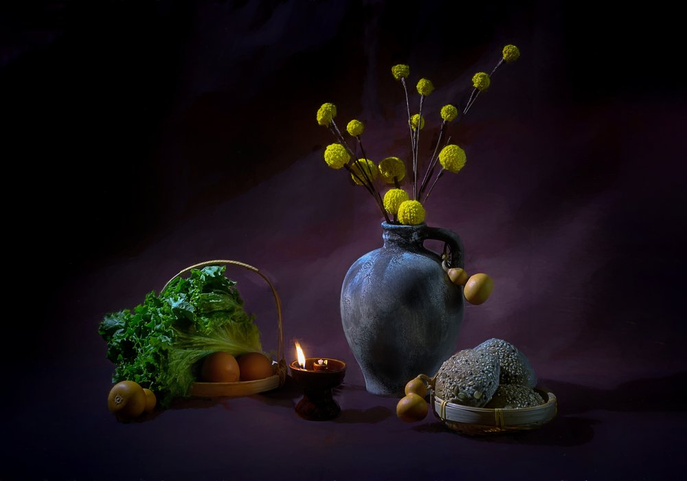 Candlelight Harvest Still Life by Alice Sheng