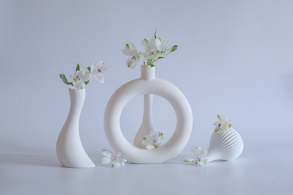 Elegant White Floral Vases by Alice Sheng