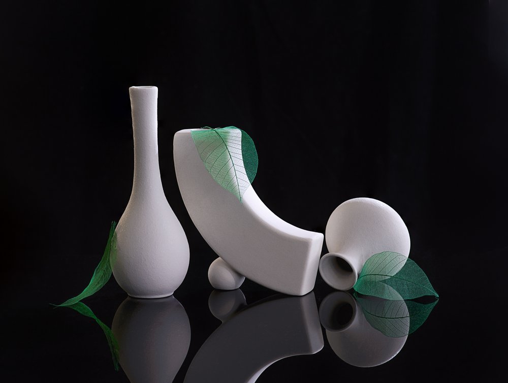 White Vases Green Leaves by Alice Sheng