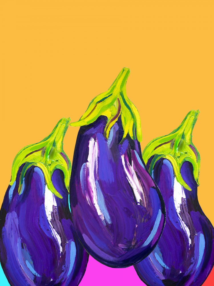 Vibrant Purple Eggplants by Alice Straker