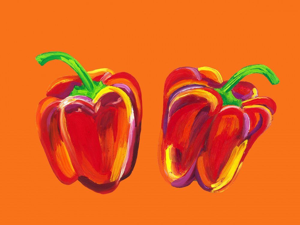 Vibrant Red Peppers by Alice Straker
