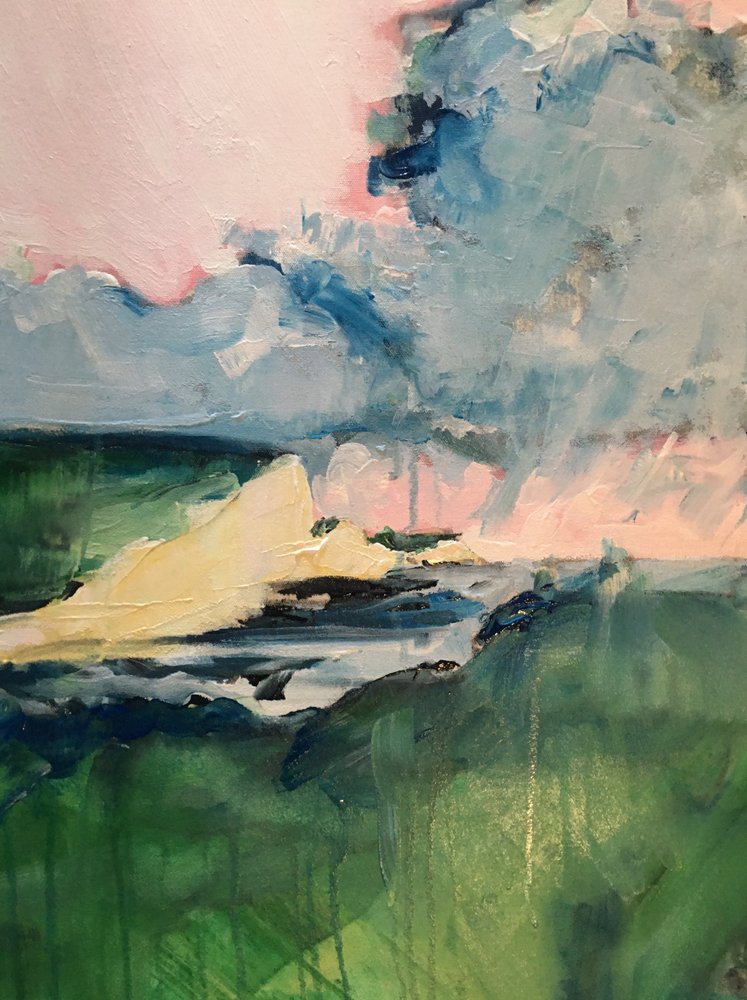 Dramatic Pink Sky Landscape by Alice White