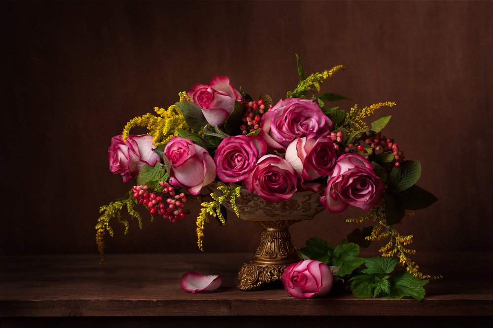 Moody Pink Roses by Alina Lankina