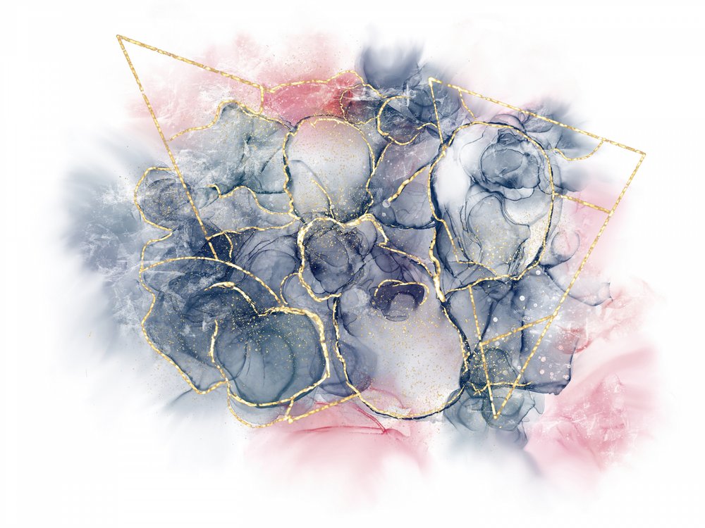 Abstract Blue Gold Ink by Alpenglow Workshop