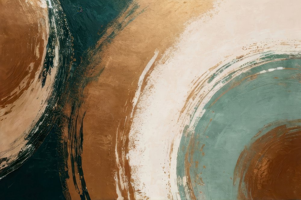 Abstract Teal Gold Swirls by Alpenglow Workshop