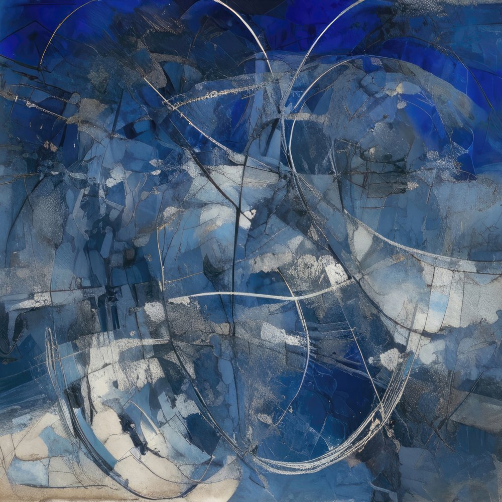 Dynamic Blue Abstract by Alpenglow Workshop