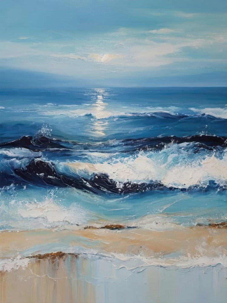 Sunlit Ocean Waves by Alpenglow Workshop