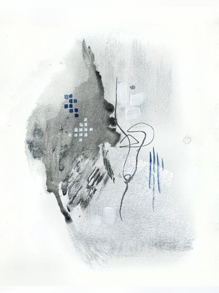 Abstract Fluid Gray Blue by Alyson Storms