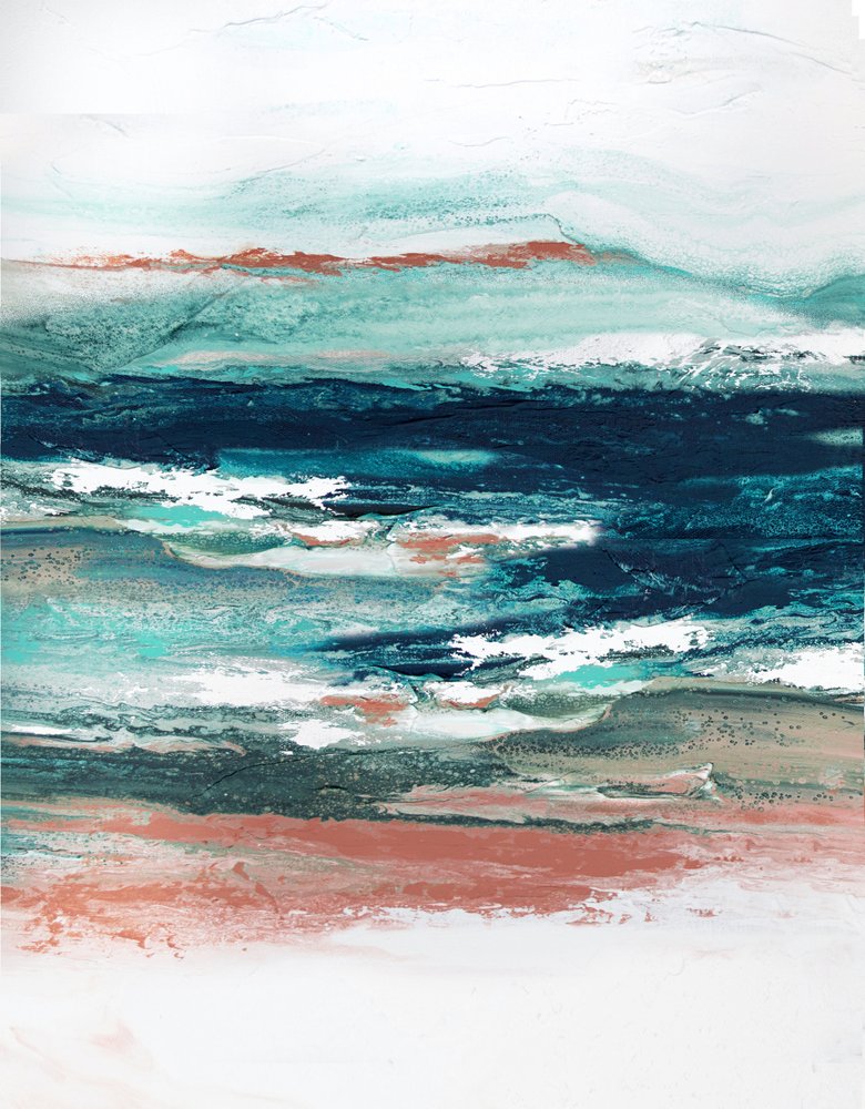 Deep Blue Coastal Abstract by Alyson Storms