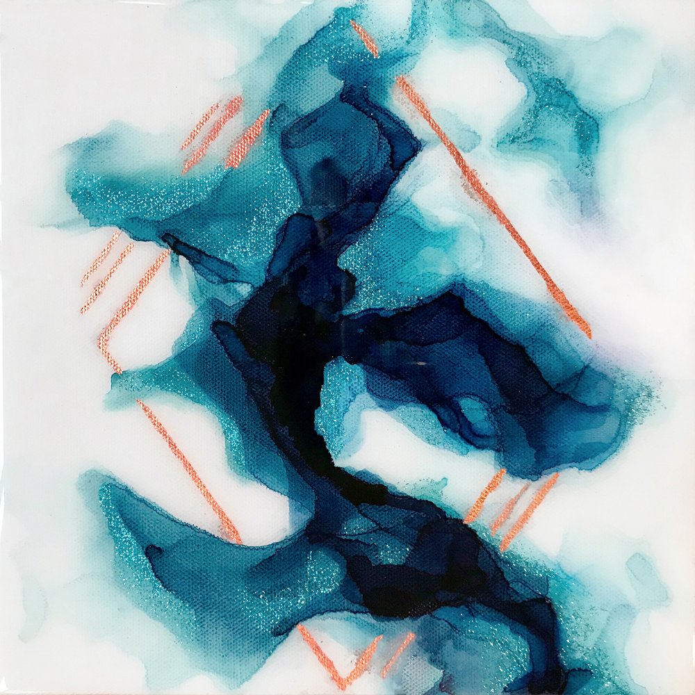 Deep Teal Copper Flow by Alyson Storms