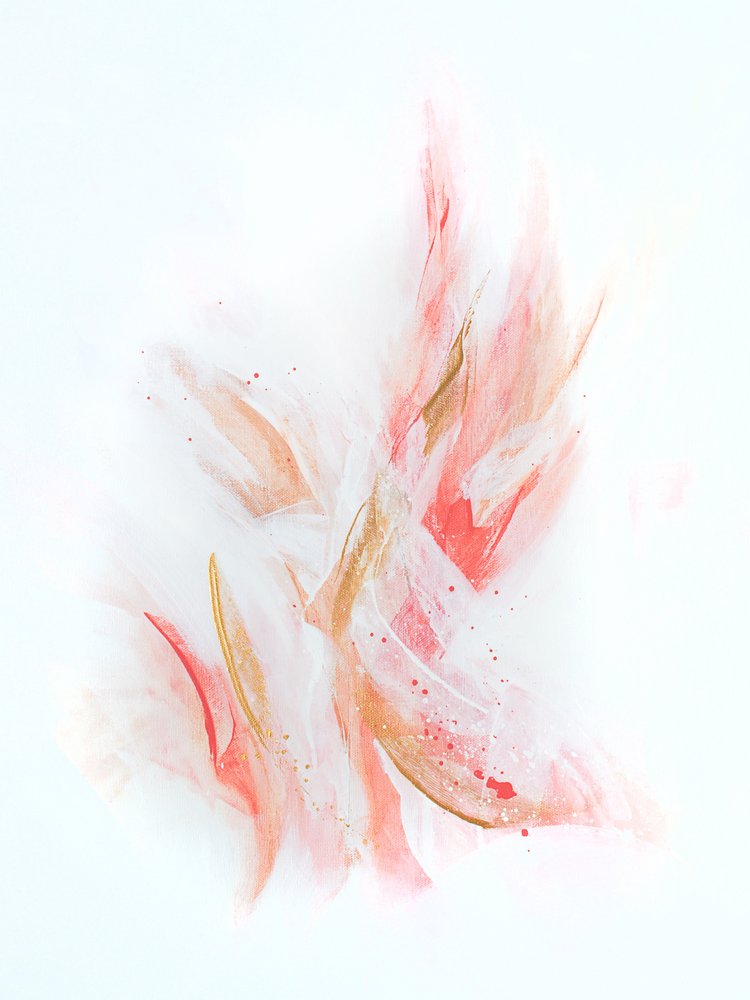 Fluid Blush Gold Abstract by Alyson Storms