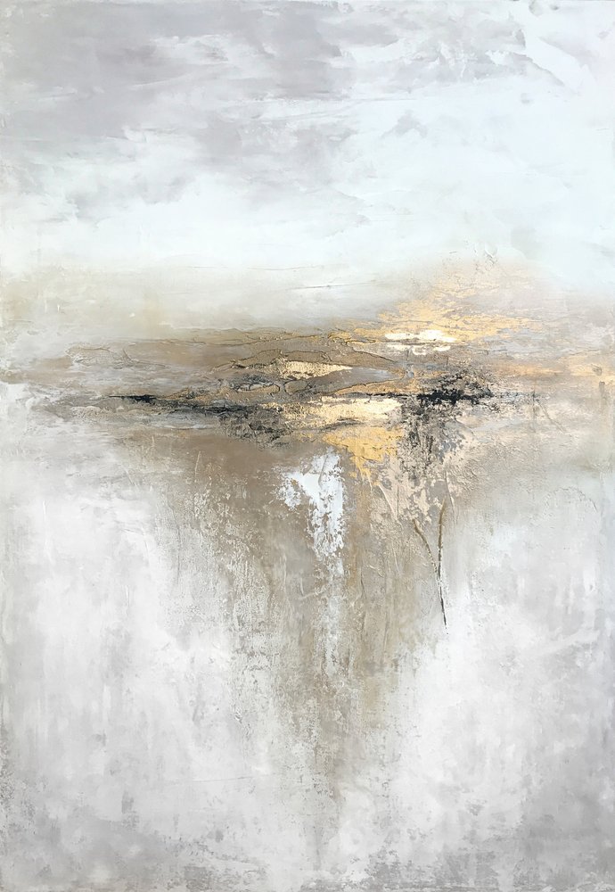 Golden Horizon Abstract by Alyson Storms