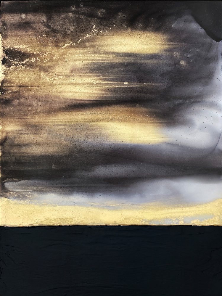 Golden Horizon Abstract by Alyson Storms