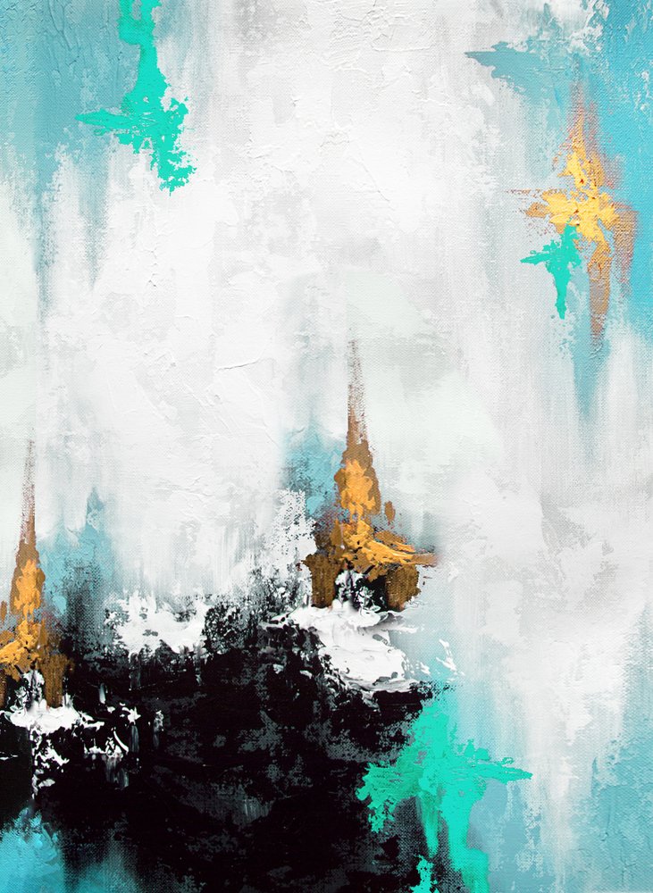 Golden Spires Abstract by Alyson Storms