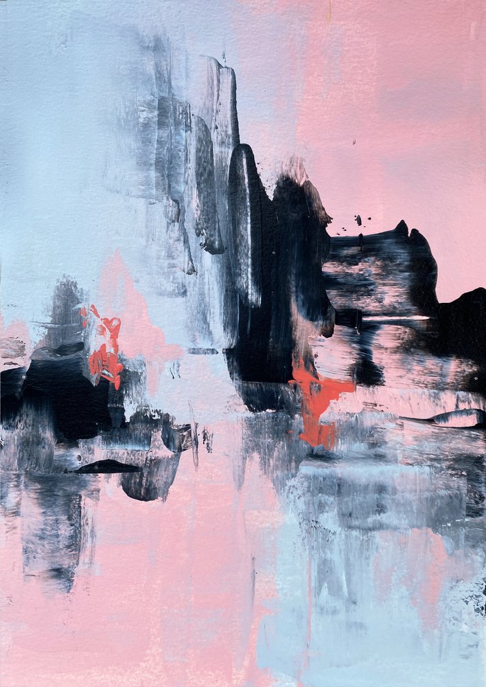 Modern Abstract Pink Blue by Alyson Storms