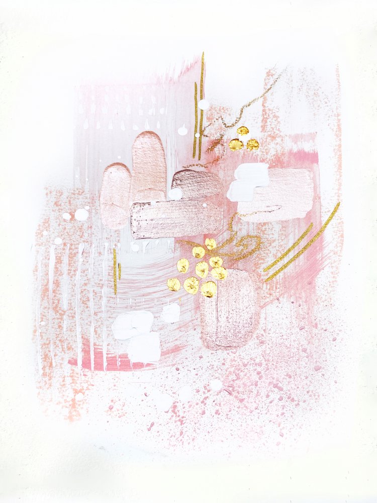 Soft Blush Abstraction by Alyson Storms