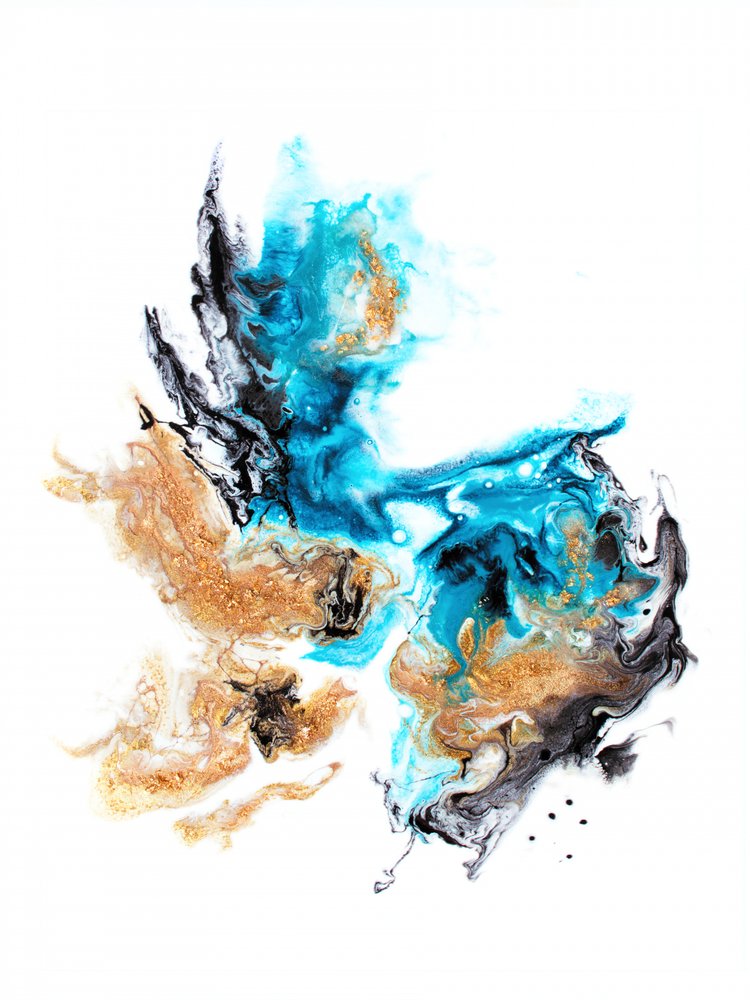 Vibrant Teal Gold Abstract by Alyson Storms