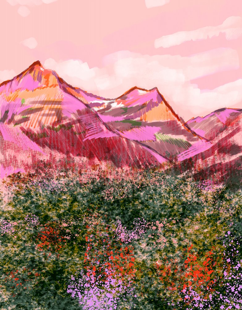 Vibrant Pink Mountains by Alyssa Hamilton