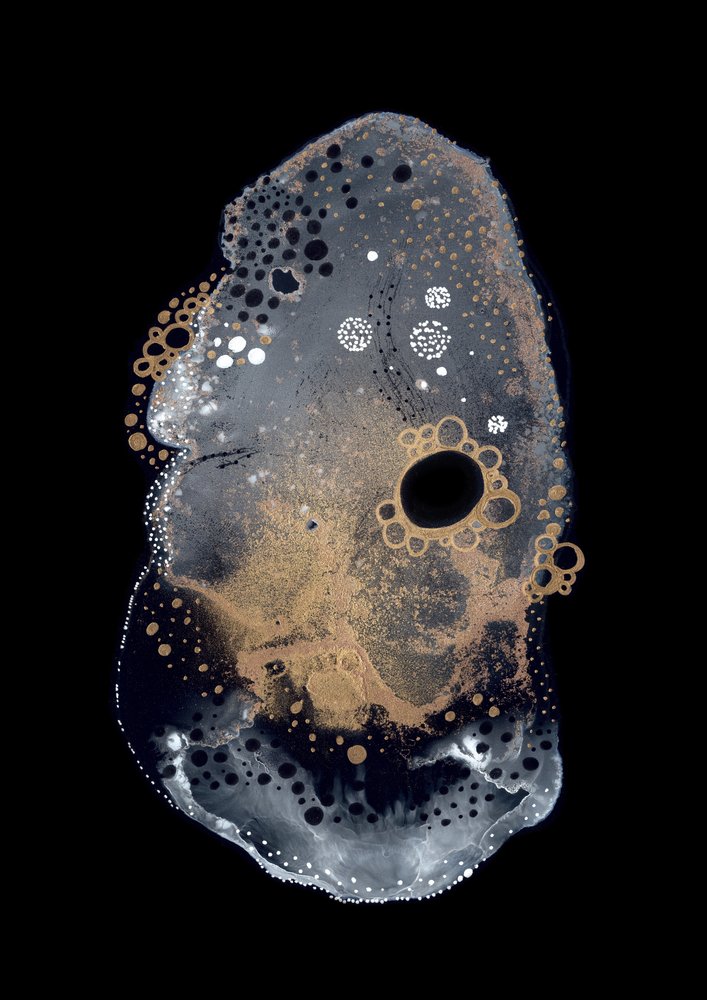Abstract Gold Bubbles by Amy Louise Baker