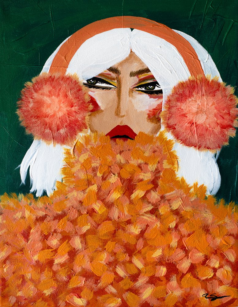 Glamorous Orange Earmuffs by Amy Straley